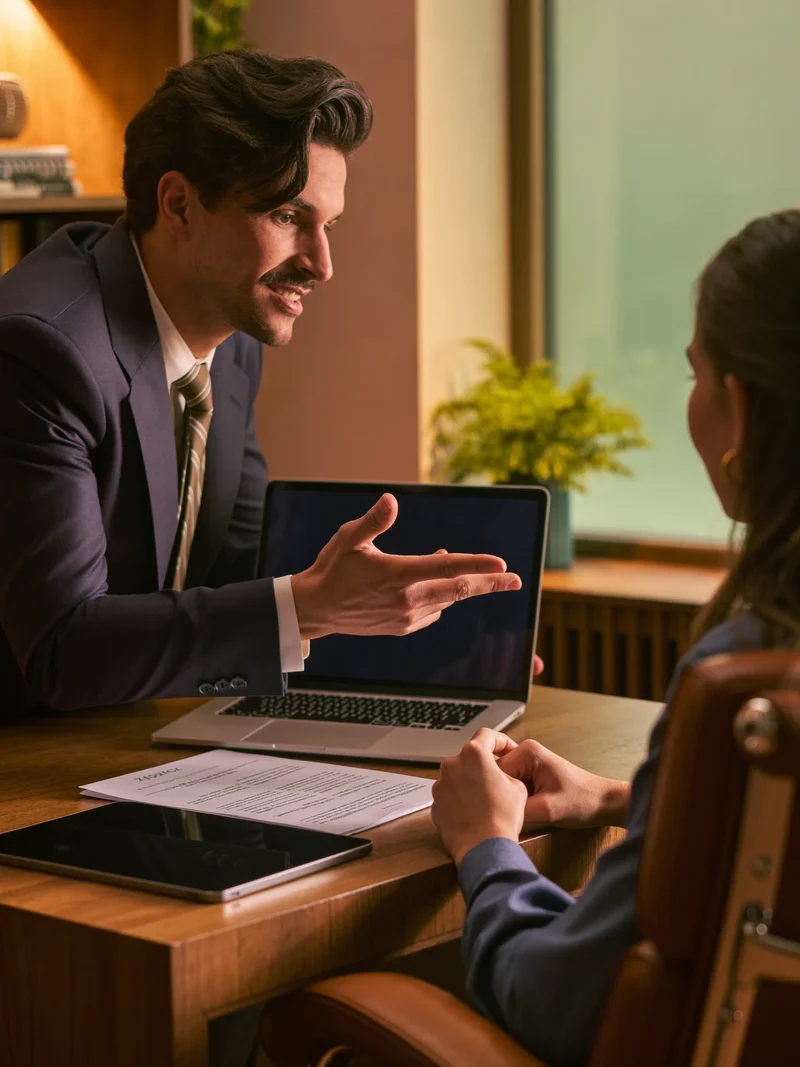 Sessione di mentoring individuale con tablet e portatile in ufficio